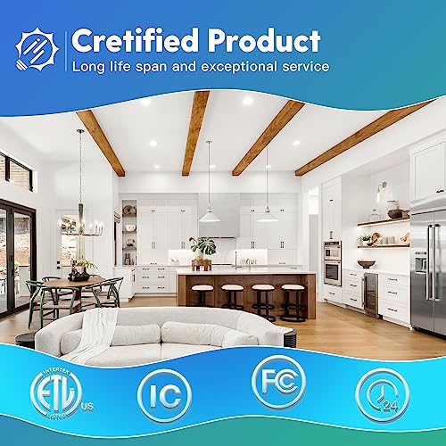 6 Pack 6 Inch Ultra-Thin LED Recessed Ceiling Light with Junction Box, Selectable 2700K/3000K/3500K/4000K/5000K, Dimmable B2703