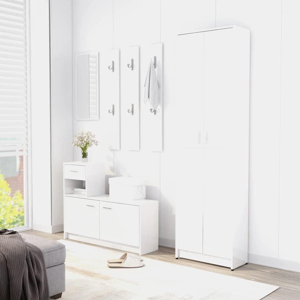 High Gloss White Engineered Wood Wardrobe E33145