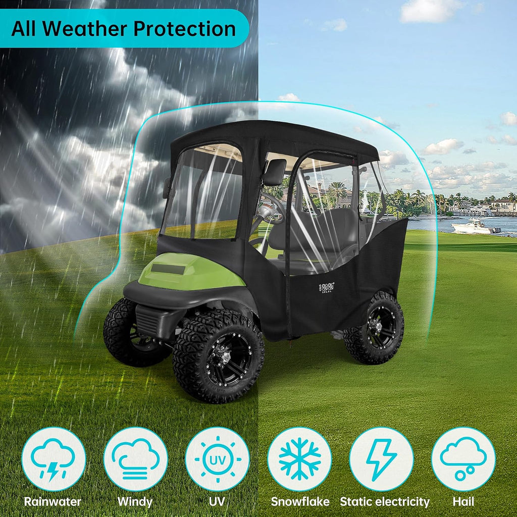 2 Passenger Golf Cart Enclosures Cover Black F348433