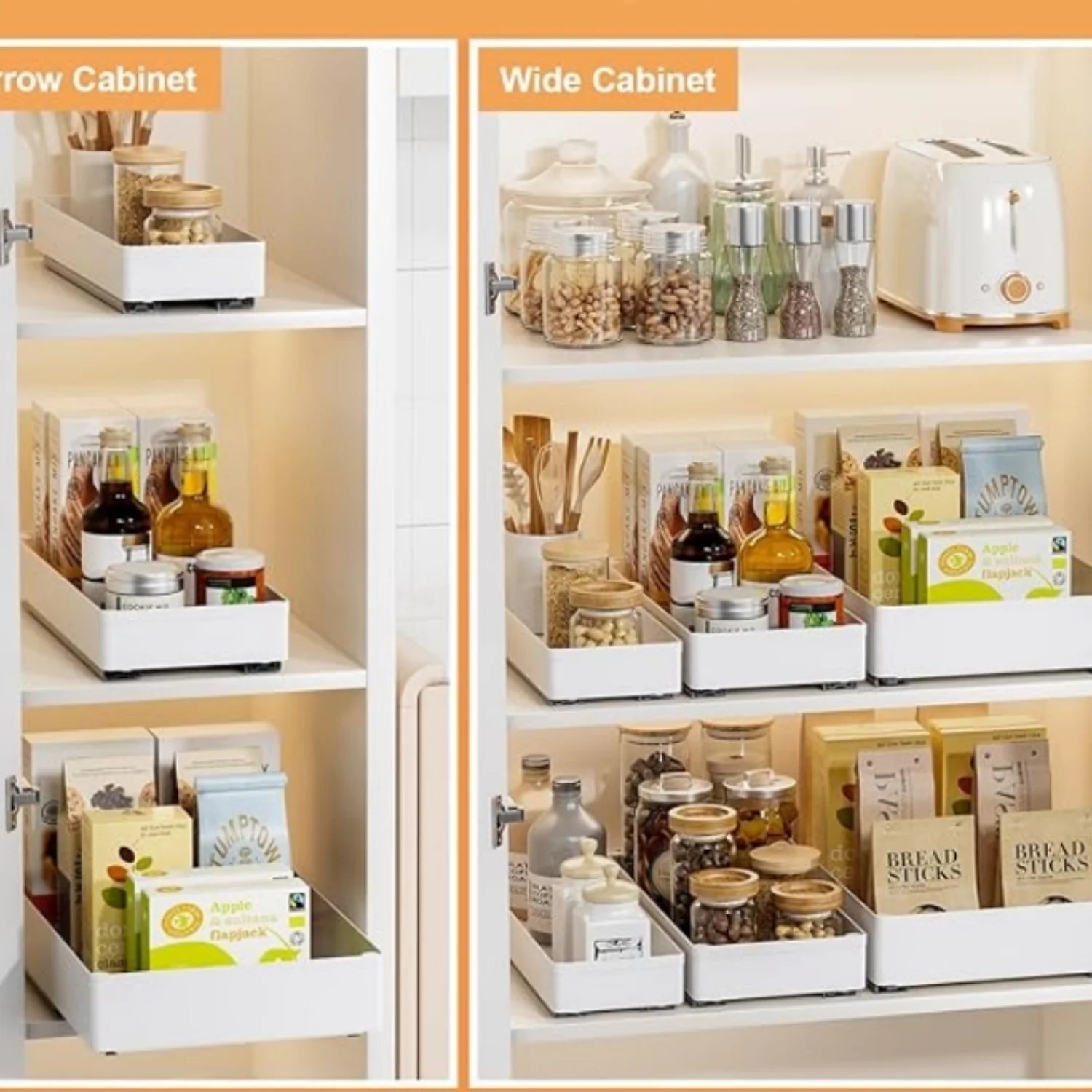 3 Pack Pull Out Cabinet Organizer, 15.7 Deep Slide Out Drawers Shelf Storage K54287