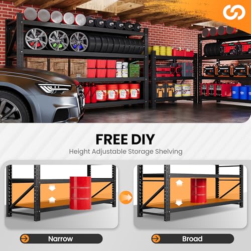 Black 4 Tier Steel Garage Shelving Unit C58456