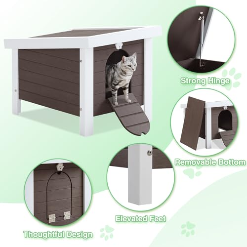 Weatherproof Insulated Small Animal House with Openable Roof, Elevated Feet, Brown M960