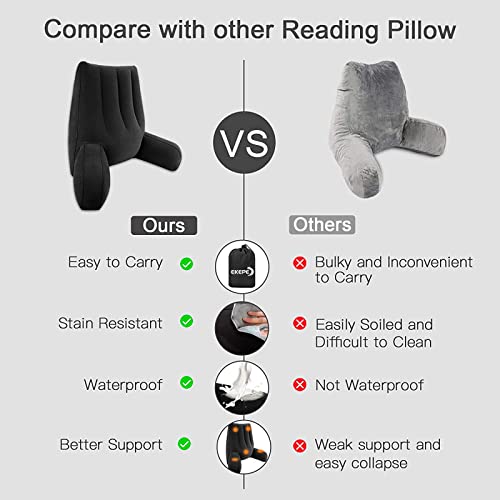Grey Inflatable Reading Backrest Pillow with Arm Support Q158863