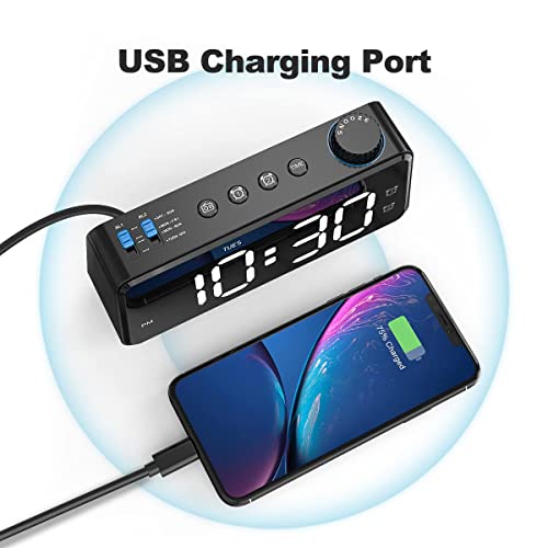 6.5'' Large Display Digital FM Radio Alarm Clock with USB Charging Port O6135