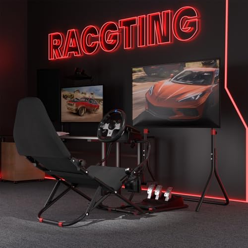 Racing Simulator Cockpit with TV Monitor Stand C9340
