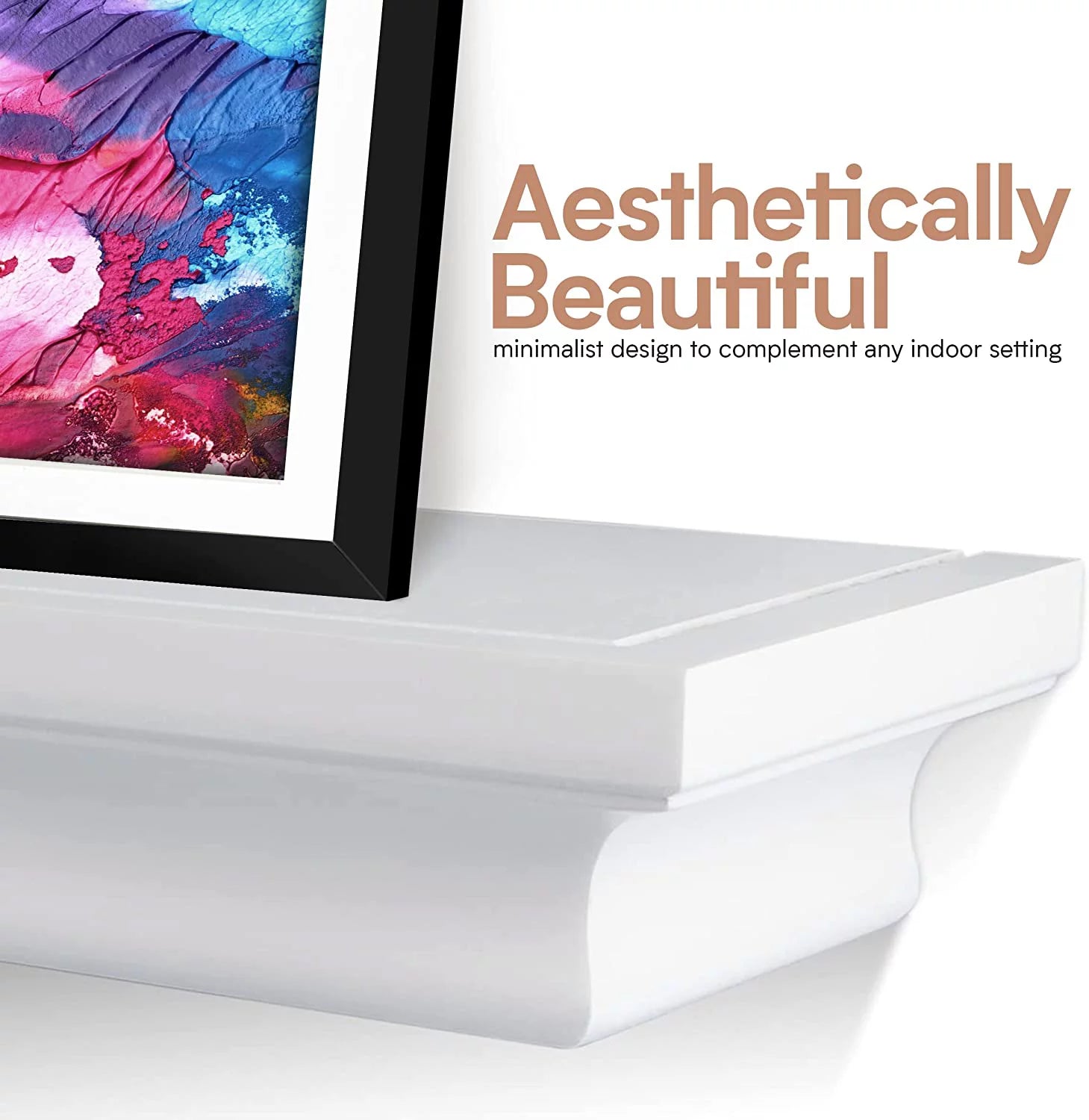 White Wood Floating Wall Shelves Set of 2 U7939