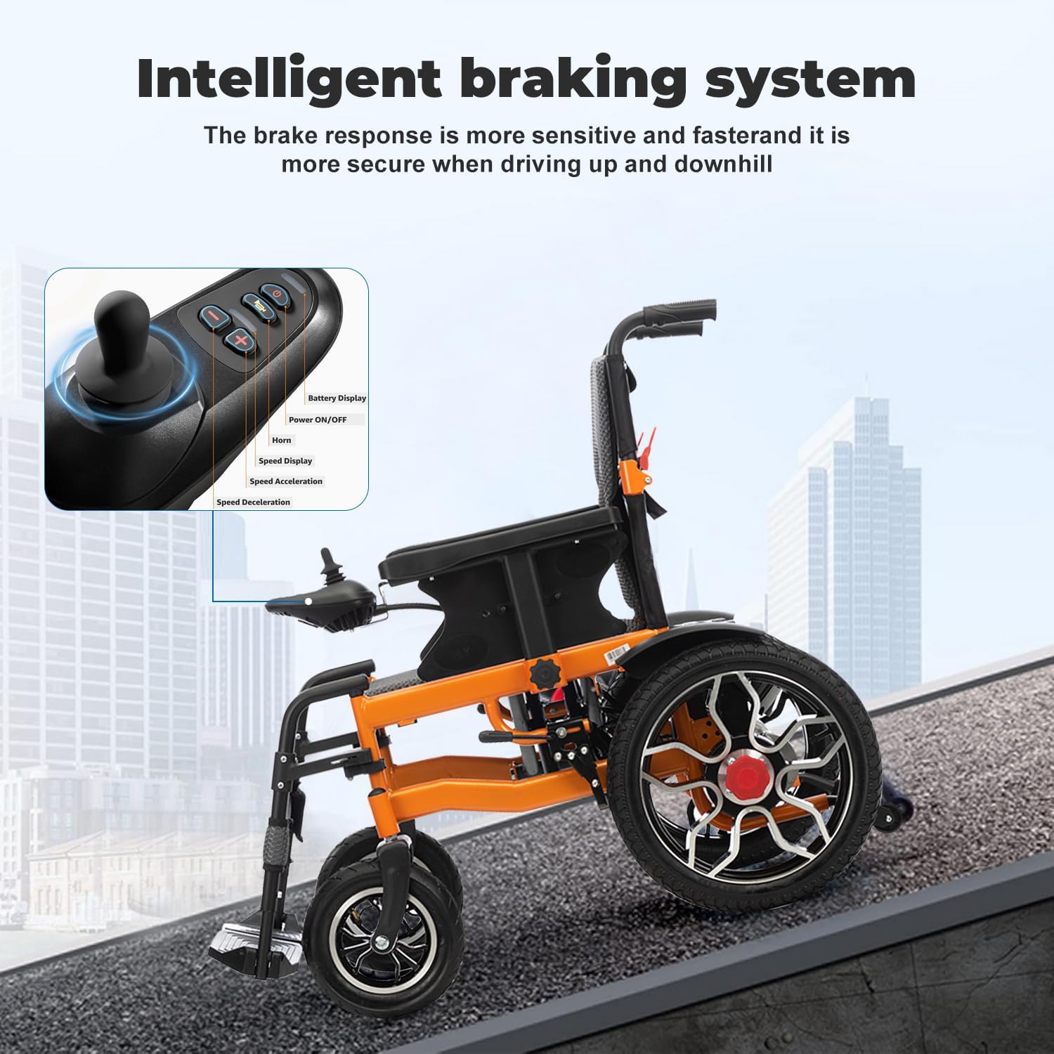 20in Width Lightweight Foldable Electric Wheelchair J43310