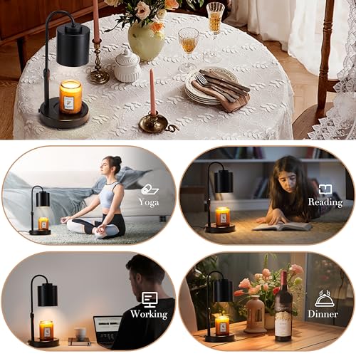 White Gold Height Adjustable Electric Candle Warmer with Timer and Dimmer W291