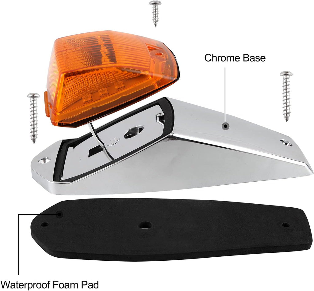 5Pcs 17 LED Amber Cab Roof Top Marker Clearance Running Lights with Chrome Base 12V X589575