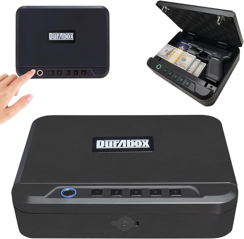 Biometric Gun Safe for Handgun with Fingerprint Reader, PIN Keypad and Folding Key V4728