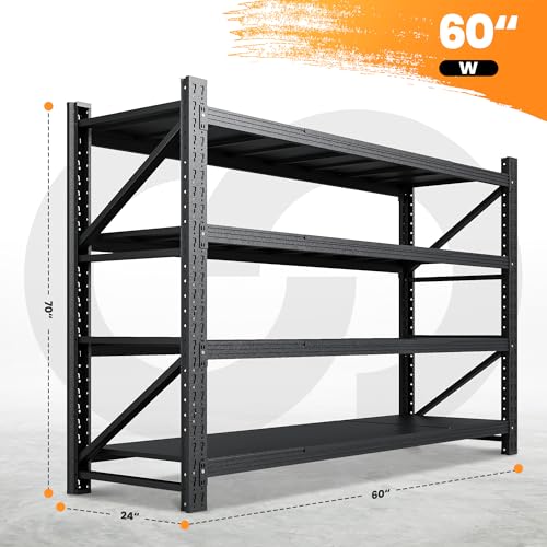 Black 4 Tier Steel Garage Shelving Unit C58456