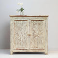 Hand Carved Leaf Small Buffet Storage Cabinet Sideboard M5704