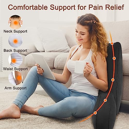 Grey Inflatable Reading Backrest Pillow with Arm Support Q158863