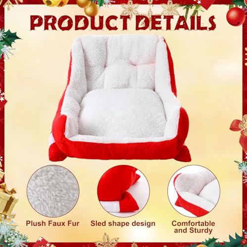 Red White 24x15x11 Inch Plush Synthetic Fur Christmas Dog Bed K9151
