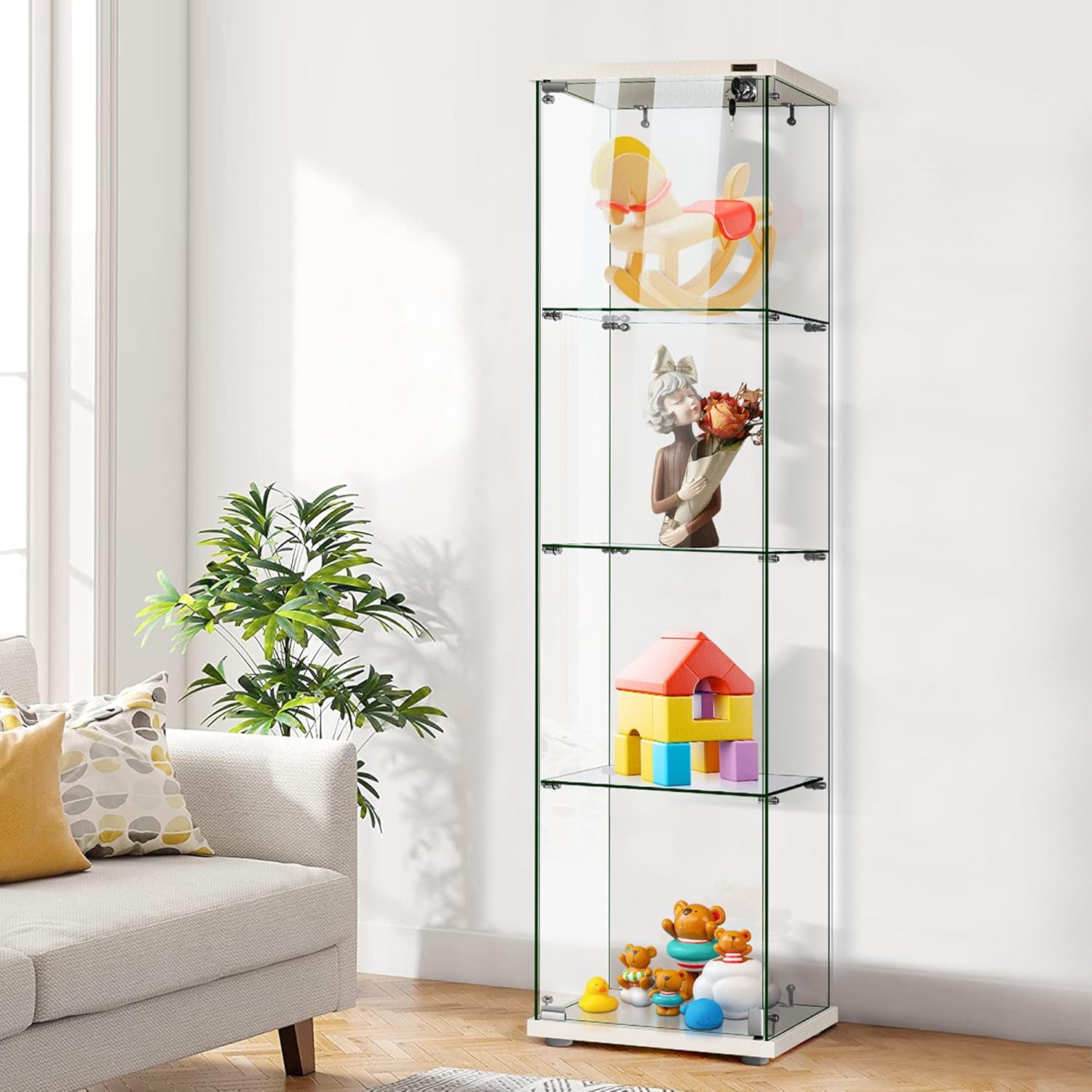 4 Layers Glass Display Cabinet with Lock R5261