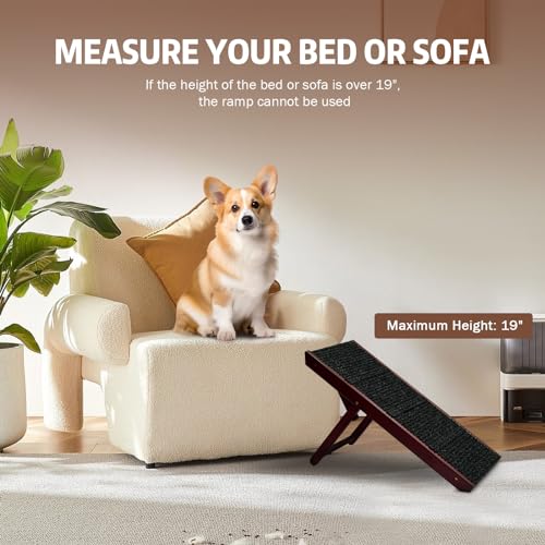 Portable Pet Ramp with Non-Slip Surface, 4 Levels Height Adjustable Wooden Dog Ramp C211