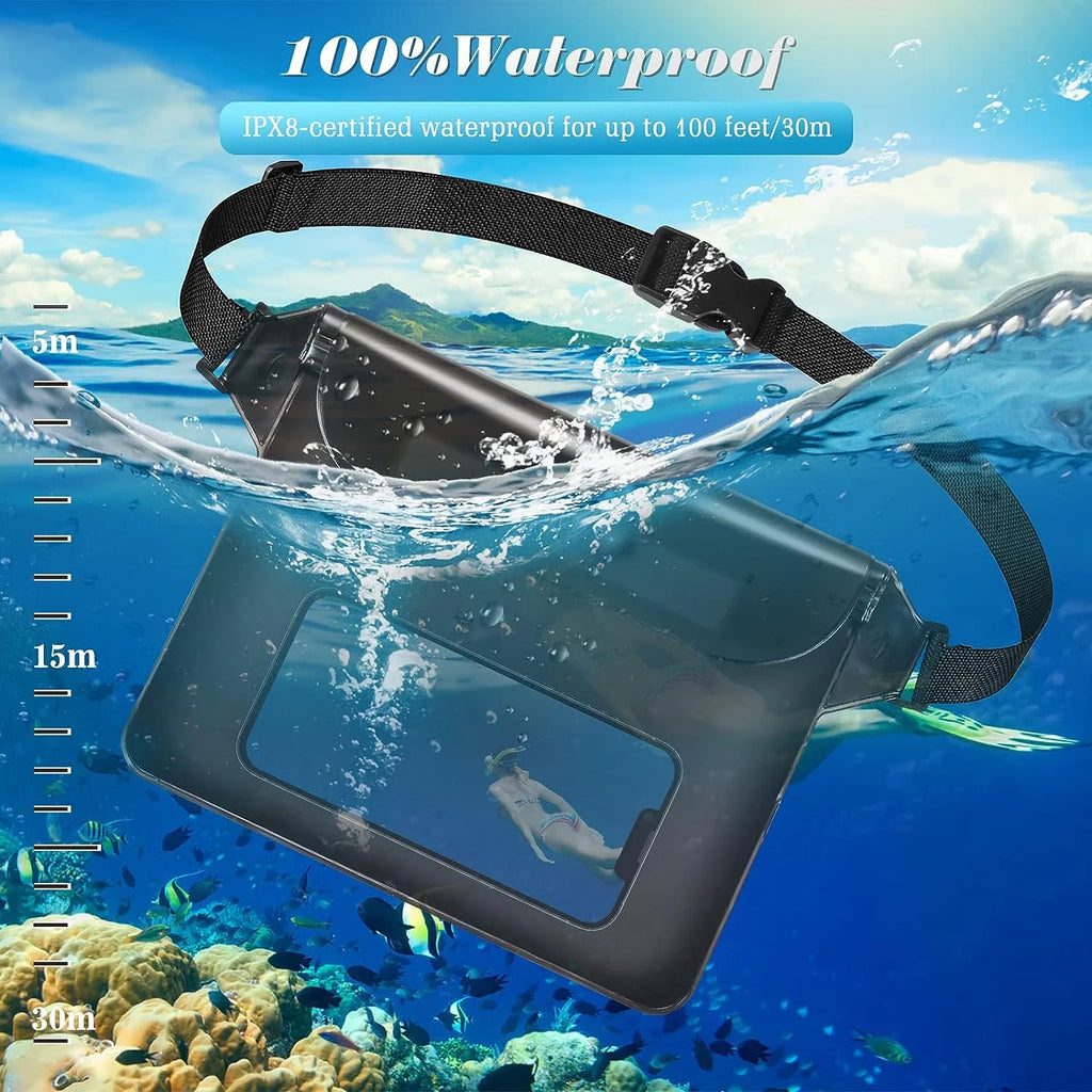 Black+White 2Pack Waterproof Pouch with Waist Strap J2188