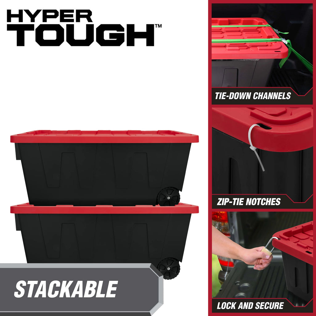 Black 50 Gallon Plastic Storage Bin with Snap Lid A916