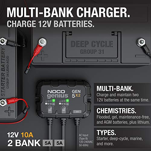 2-Bank 10A 12V Waterproof Marine Battery Charger R35996