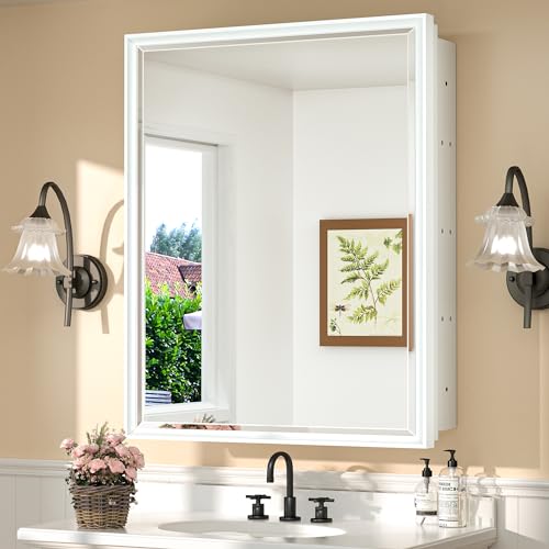 Silver 16x24 1 Door Recessed Medicine Cabinet with Mirror L657