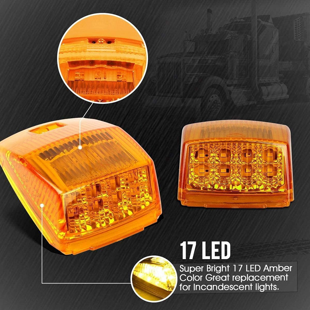 10Pcs Amber LED Side Marker Lights Chrome Surface Mount with Bullet Plugs I383