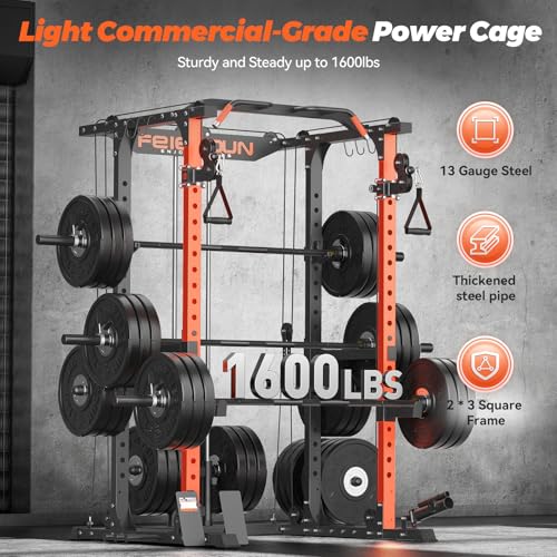 2000LBS Capacity Power Rack with Adjustable Cable Crossover System S2062