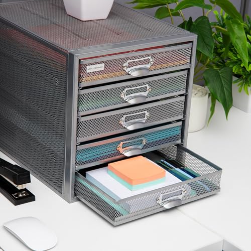 10-Drawer Metal Mesh Desk Organizer, Silver A60985