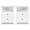 White Nightstands with Drawer Set of 2 Wood Bedside Tables Z32245