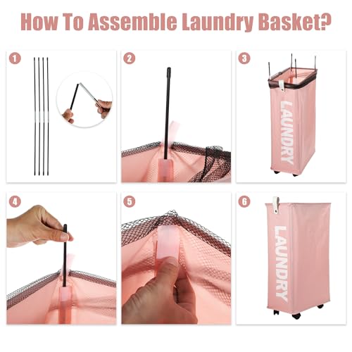Green 55L Slim Rolling Laundry Basket with Wheels J900