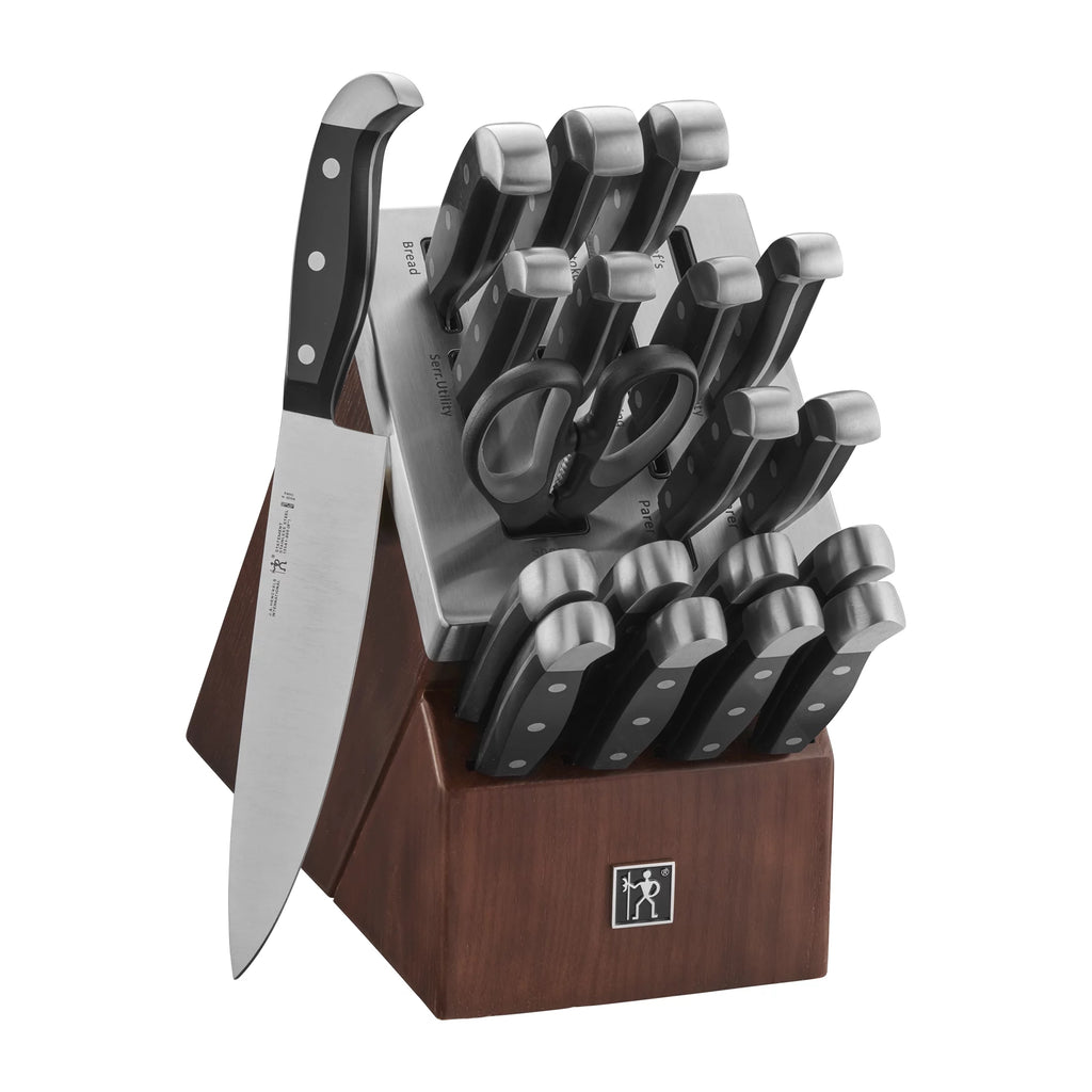 20-Piece Self-Sharpening Knife Set with Block, Dark Brown, Stainless Steel U777