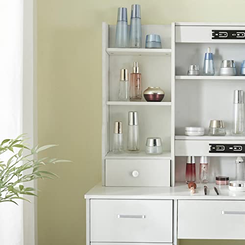 White Makeup Vanity Desk with Lights and Mirror and Drawers V9292