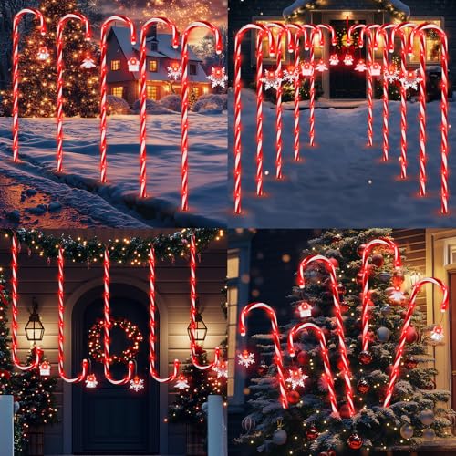 20 Pack 110 LED 41 inch Solar Candy Cane Pathway Lights with 8 Modes V8796