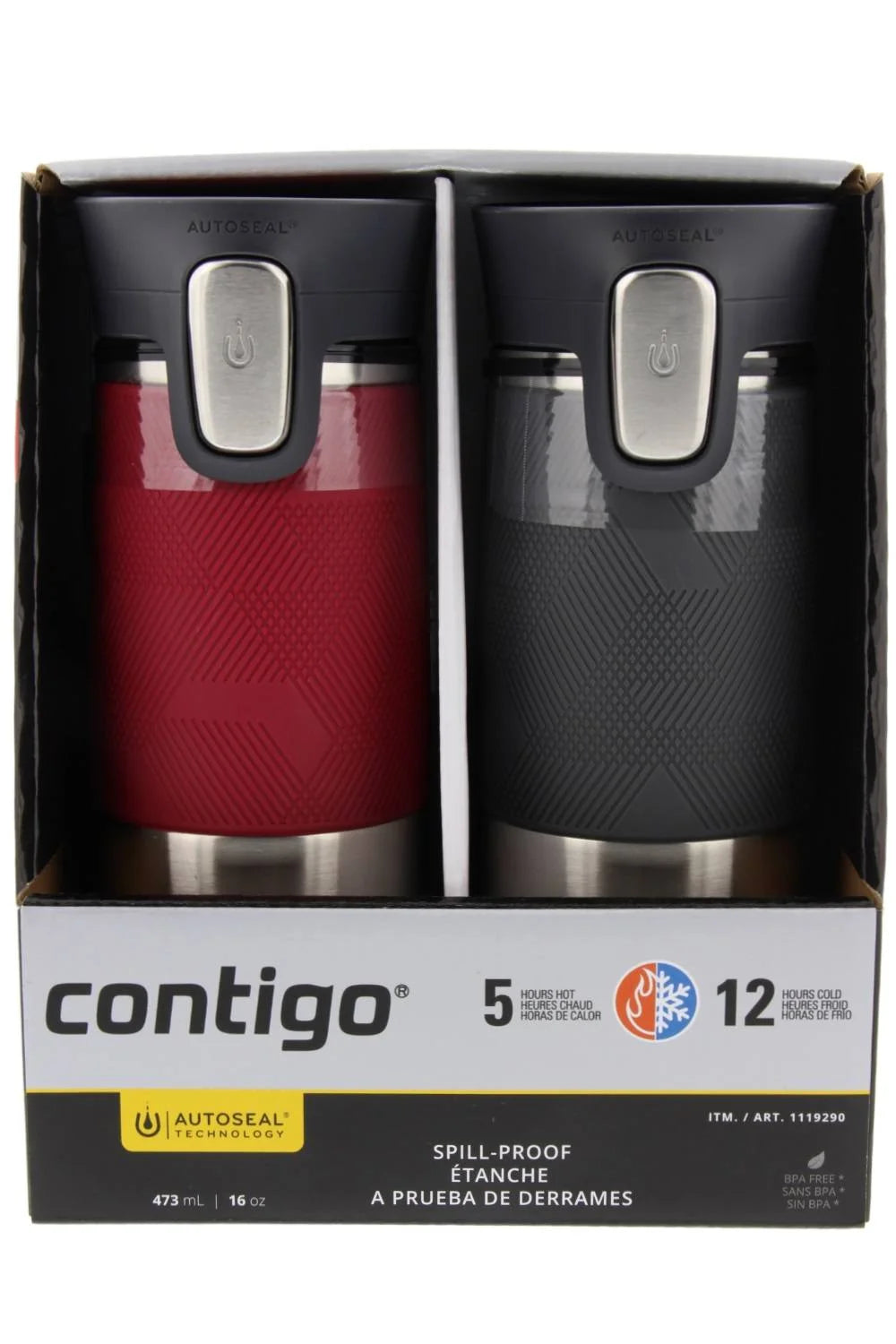 16oz Stainless Steel Spill-Proof Travel Mug (2 Pack) Y110