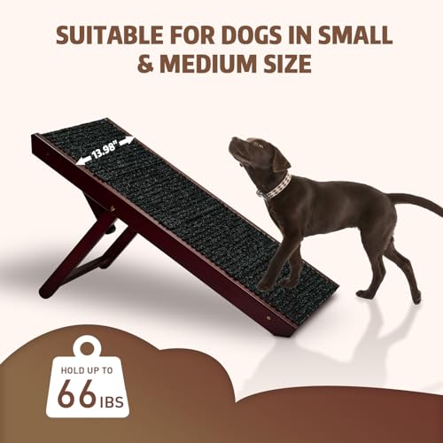 Portable Pet Ramp with Non-Slip Surface, 4 Levels Height Adjustable Wooden Dog Ramp C211