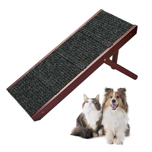 Portable Pet Ramp with Non-Slip Surface, 4 Levels Height Adjustable Wooden Dog Ramp C211