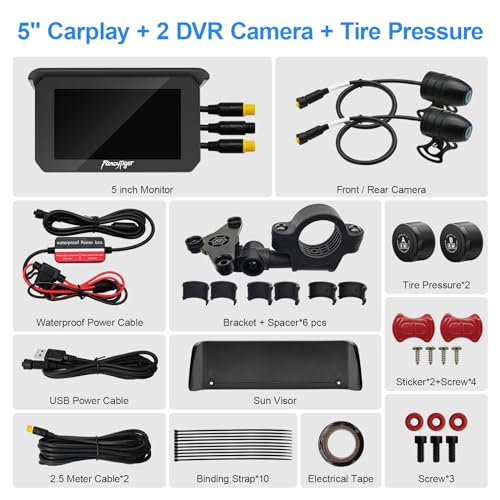 5" Waterproof Touch Screen Motorcycle Carplay Android Auto C996