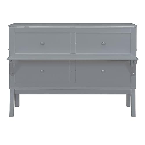 Full Size Solid Wood Murphy Bed with Cabinet and Drawers G13267