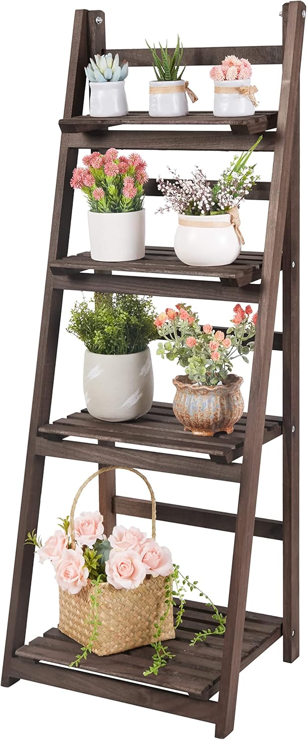 4 Tier Wooden Plant Stand I10516