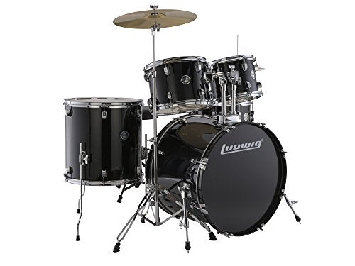 5 Piece Drum Set with Hardware and Cymbals (Black) U39209