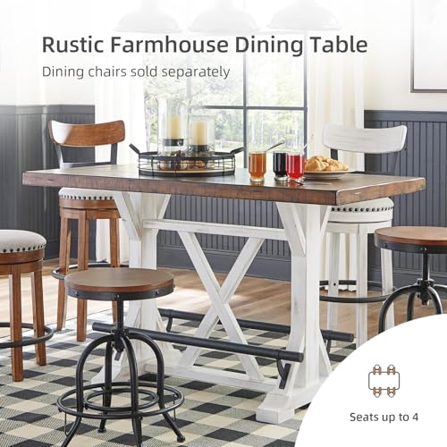 Rustic Farmhouse Counter Height Dining Table, Brown & White B79205