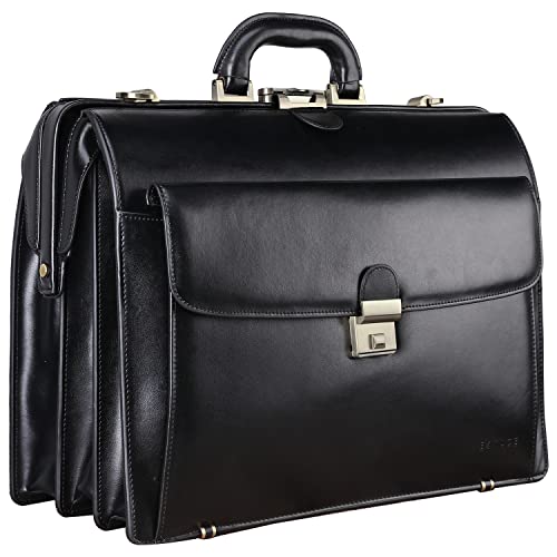 Leather Briefcase with Lock Attache Case 15.6 Inch Laptop Doctor Bag R615