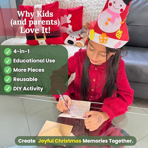 4-in-1 Felt Christmas Tree Wall Set with 32 Velcro Ornaments L241350