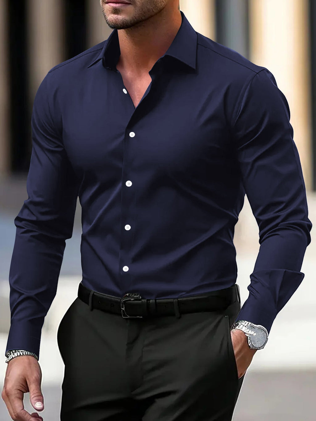 Men’s Business Casual Long Sleeve Shirt