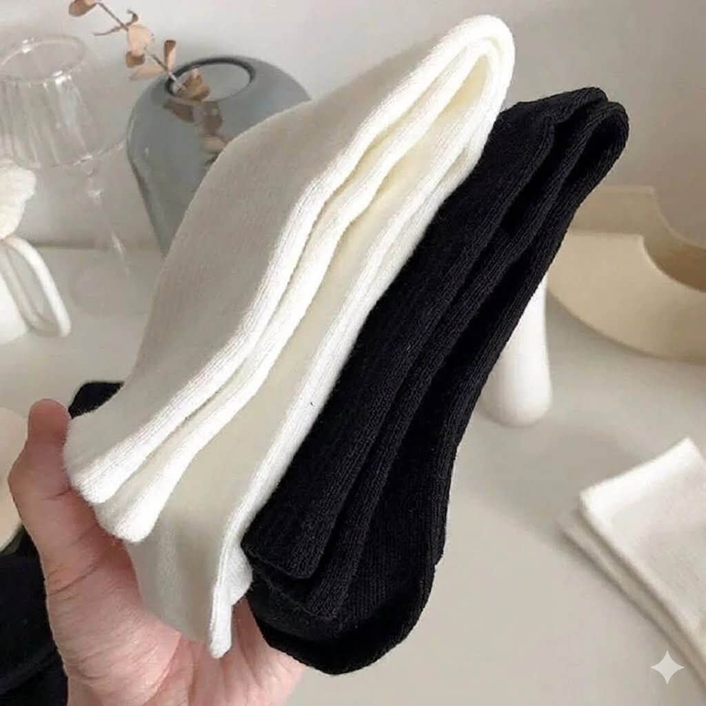 Unisex Premium Cotton Sports Crew Socks | High-Elastic Moisture-Wicking Running Socks in Black & White